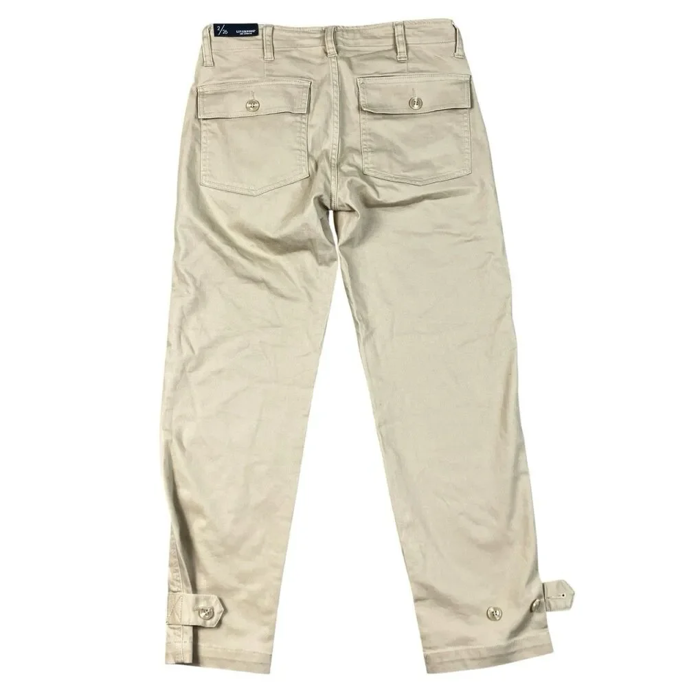 Liverpool Utility Pants Womens 2/26 Khaki Cotton Cropped Outdoors Granola Girl